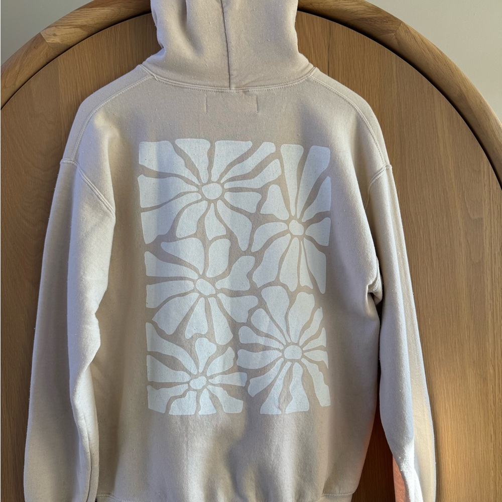 Bambabones Upcycled Silkscreened Cream Hoodie Size M